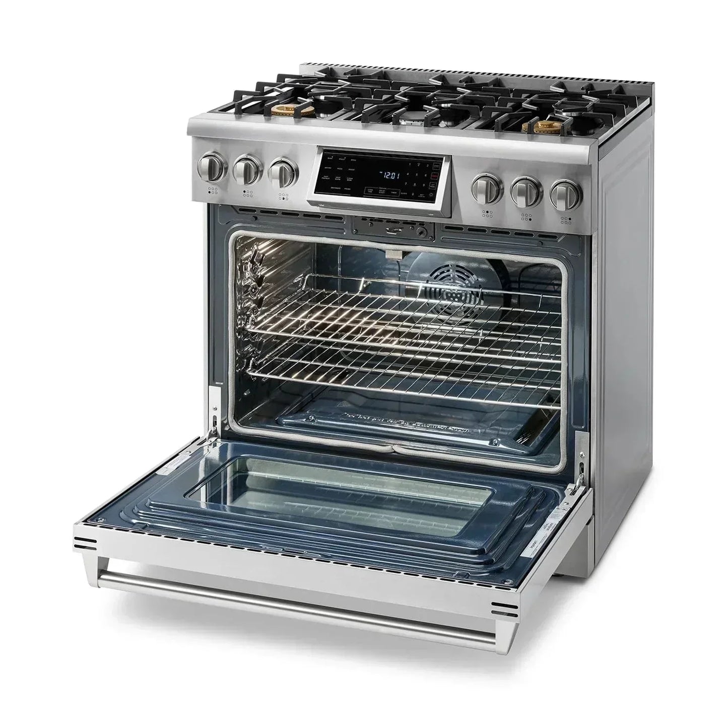Thor Kitchen Appliance Package - 36 In. Gas Range, Range Hood, Microwave Drawer, AP-TRG3601-C-4